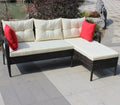 Outdoor Patio Furniture Sets 2 Piece Conversation Set Wicker Ratten Sectional Sofa With Seat Cushions Beige Cushion Brown Rattan