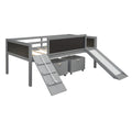 Twin Size Loft Bed Wood Bed With Two Storage Boxes Gray Old Sku: Lp000075Aae Natural Solid Wood