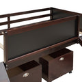 Twin Size Loft Bed Wood Bed With Two Storage Boxes Espresso Old Sku: Lp000075Aap Espresso Solid Wood