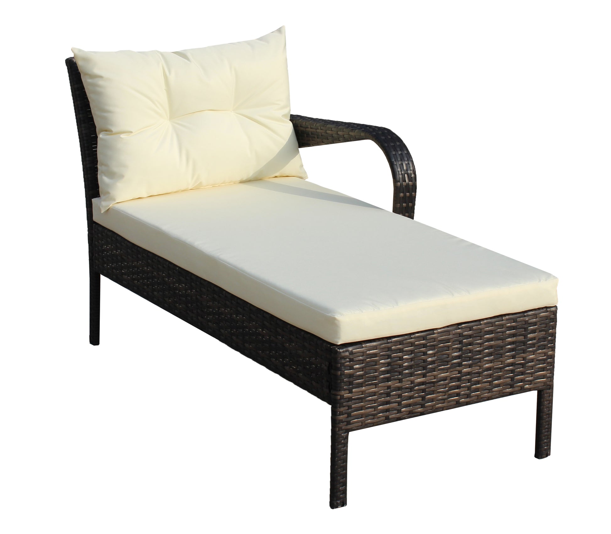 Outdoor Patio Furniture Sets 2 Piece Conversation Set Wicker Ratten Sectional Sofa With Seat Cushions Beige Cushion Brown Rattan