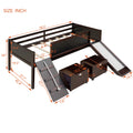 Twin Size Loft Bed Wood Bed With Two Storage Boxes Espresso Old Sku: Lp000075Aap Espresso Solid Wood