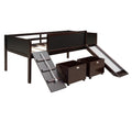 Twin Size Loft Bed Wood Bed With Two Storage Boxes Espresso Old Sku: Lp000075Aap Espresso Solid Wood