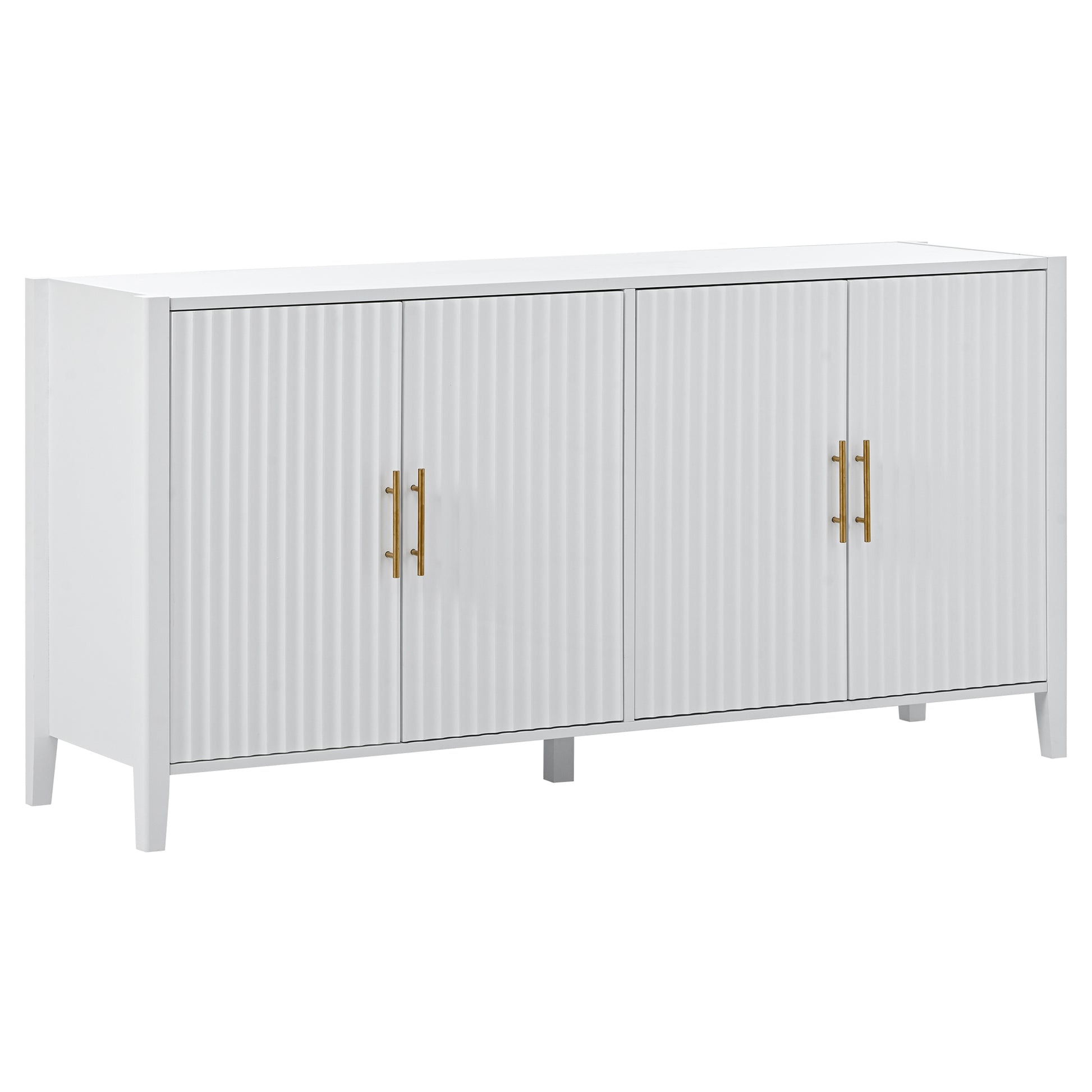 Accent Storage Cabinet Sideboard Wooden Cabinet With Metal Handles For Hallway, Entryway, Living Room White Solid Wood Mdf