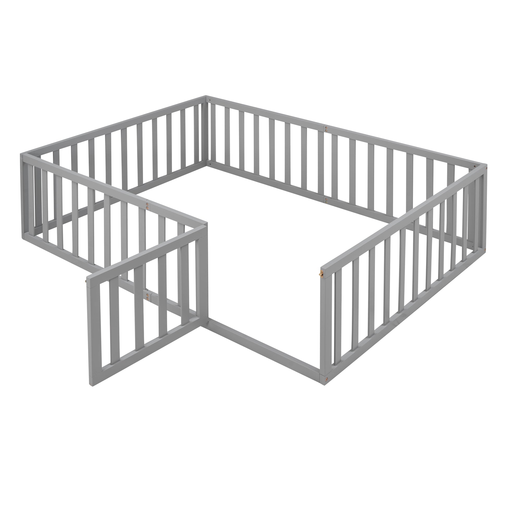 Full Size Wood Daybed Frame With Fence, Gray Old Sku:Wf289662Aae Gray Solid Wood