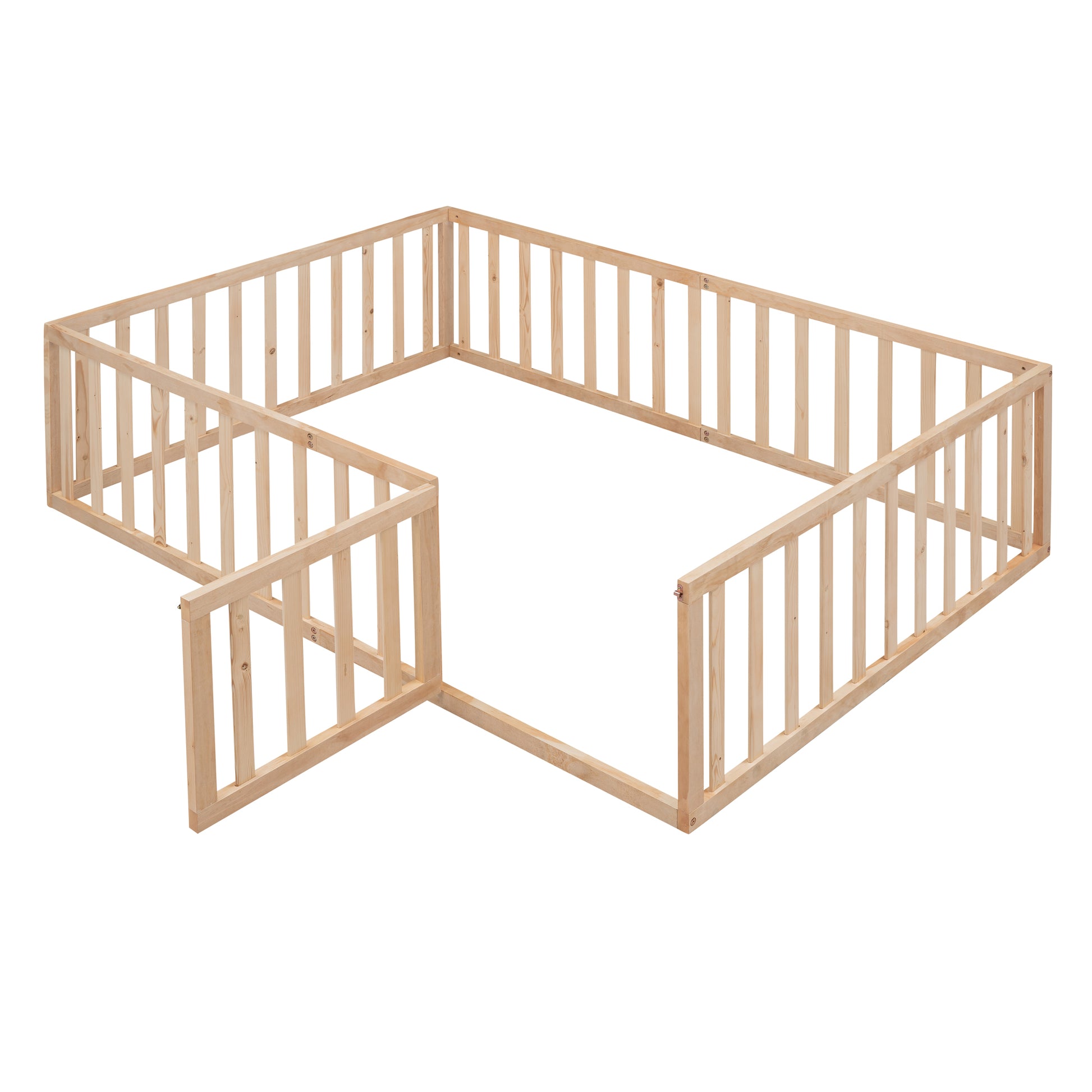 Full Size Wood Daybed Frame With Fence, Natural Old Sku:Wf289662Aam Natural Solid Wood