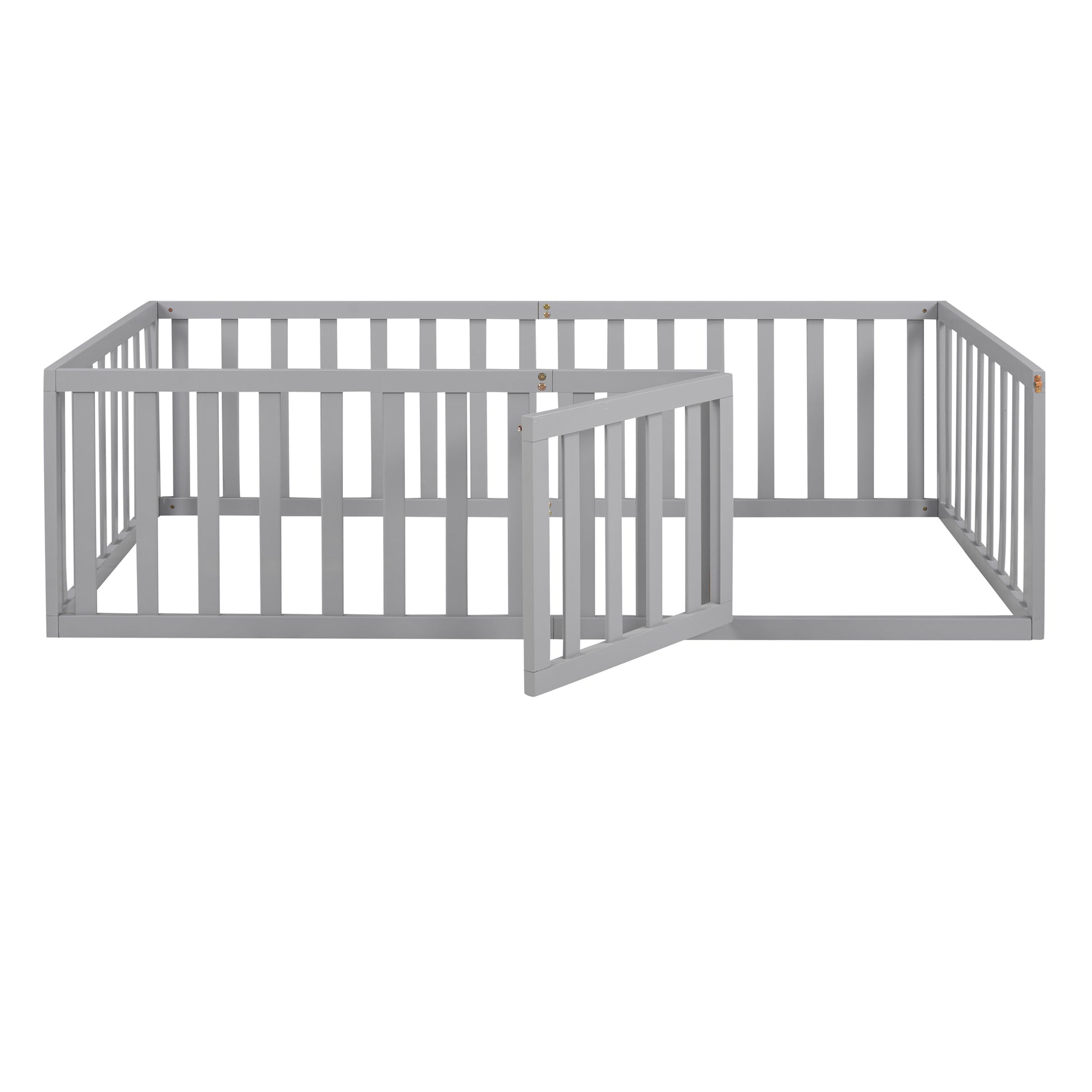 Twin Size Wood Daybed Frame With Fence, Gray Old Sku :Wf289661Aae Twin Gray Solid Wood