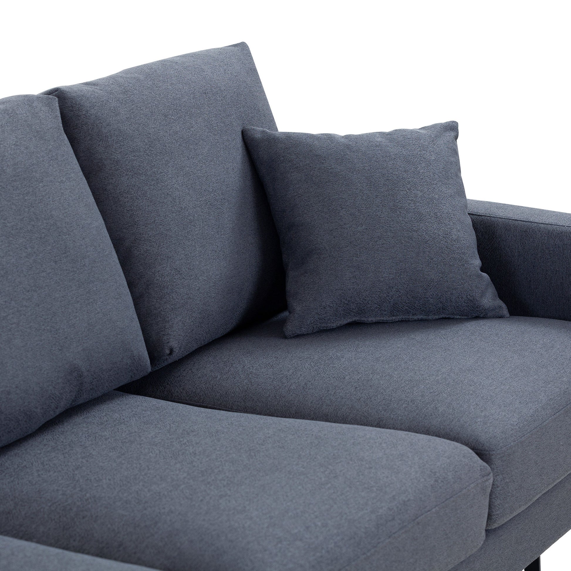 Modern Grey Three Seat Sofa With Thick Sponge And Two Pillows, 87.40Inch Dark Gray Fabric