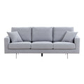 Modern Three Seat Sofa Couch With 2 Pillows, Light Grey Perfect For Every Occasion Light Grey Fabric