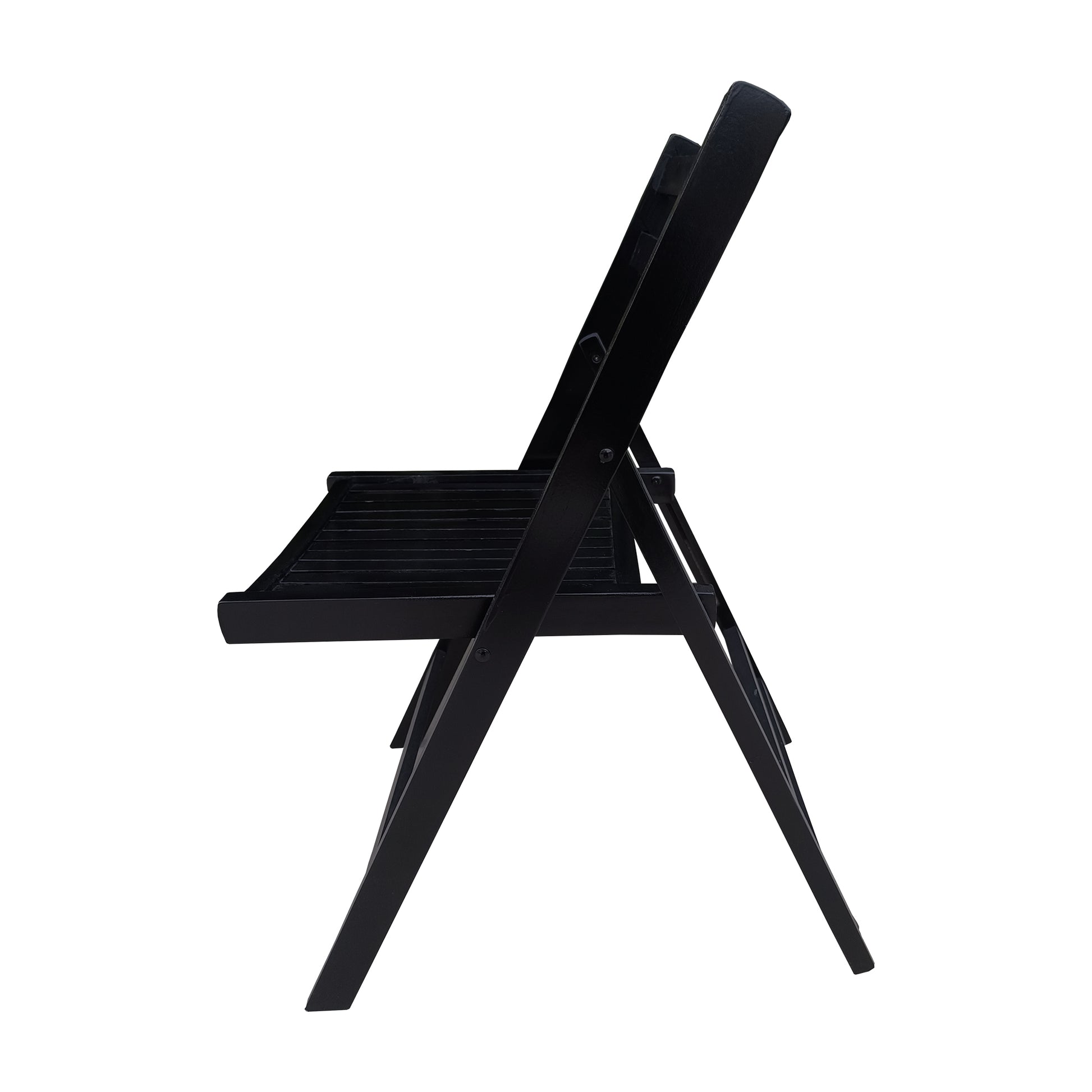 Furniture Slatted Wood Folding Special Event Chair Black, Set Of 4, Folding Chair, Foldable Style Black Solid Wood