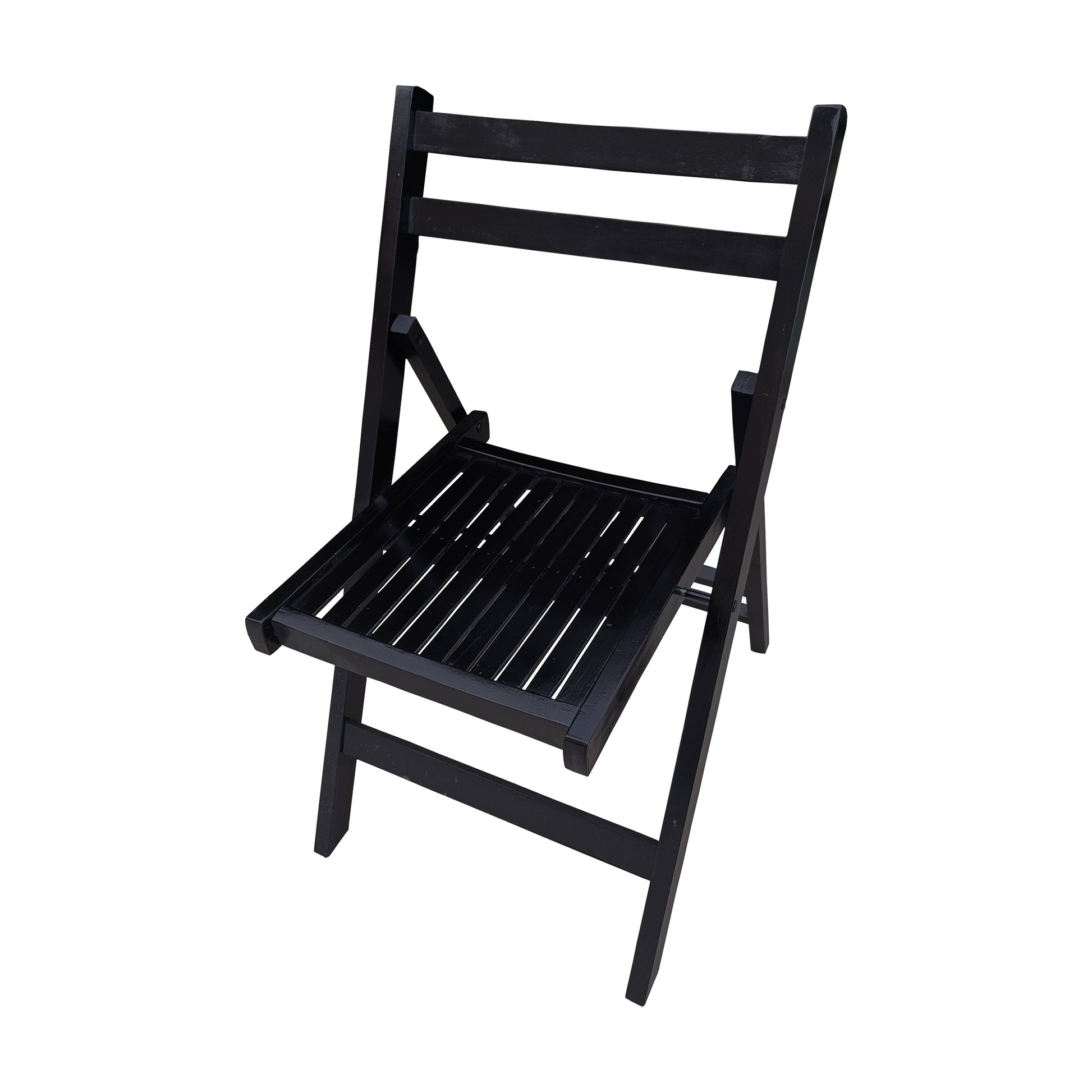 Furniture Slatted Wood Folding Special Event Chair Black, Set Of 4, Folding Chair, Foldable Style Black Solid Wood