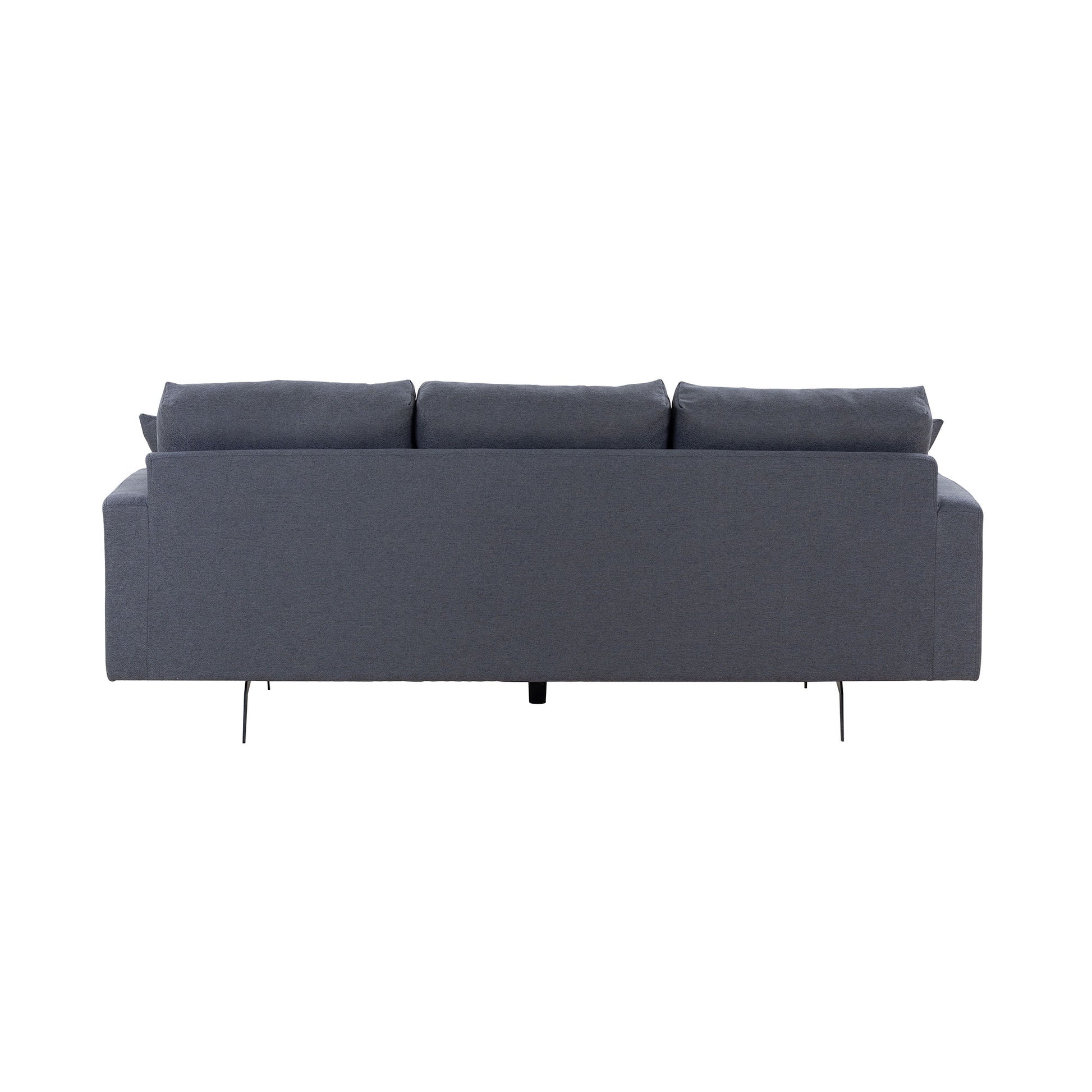 Modern Grey Three Seat Sofa With Thick Sponge And Two Pillows, 87.40Inch Dark Gray Fabric