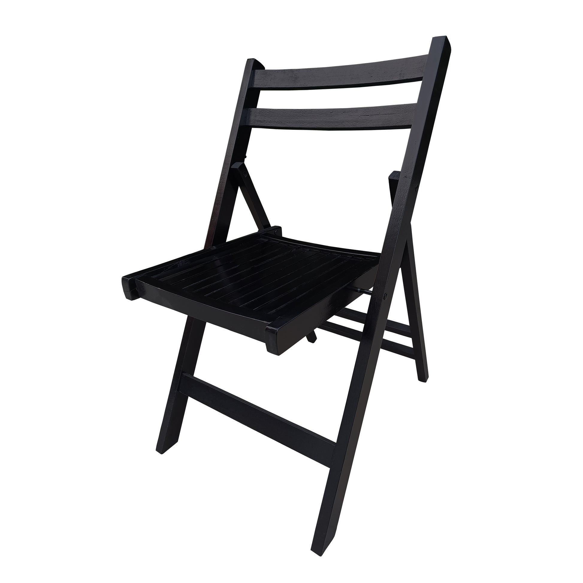 Furniture Slatted Wood Folding Special Event Chair Black, Set Of 4, Folding Chair, Foldable Style Black Solid Wood