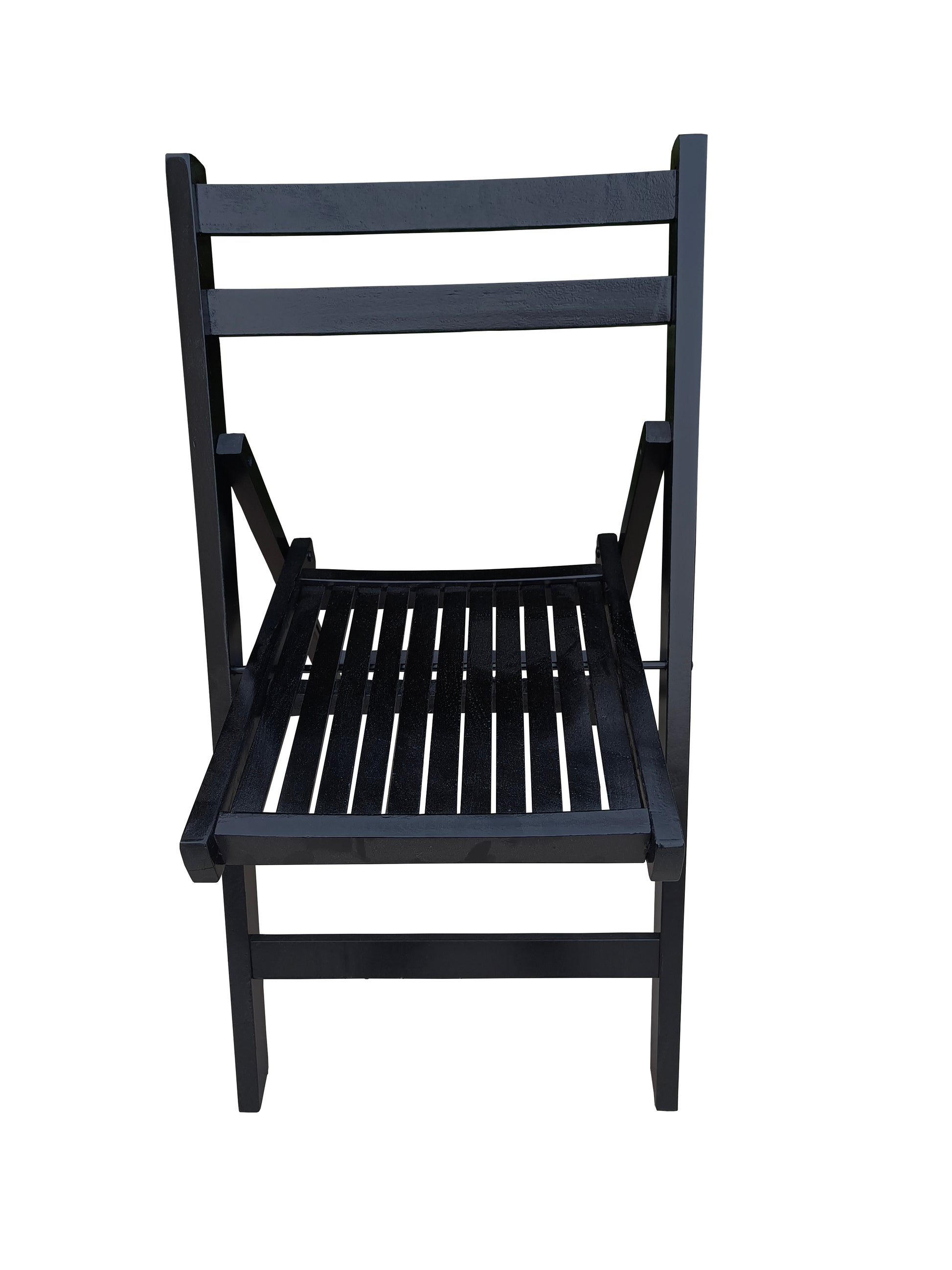 Furniture Slatted Wood Folding Special Event Chair Black, Set Of 4, Folding Chair, Foldable Style Black Solid Wood