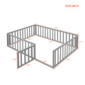 Full Size Wood Daybed Frame With Fence, Gray Old Sku:Wf289662Aae Gray Solid Wood