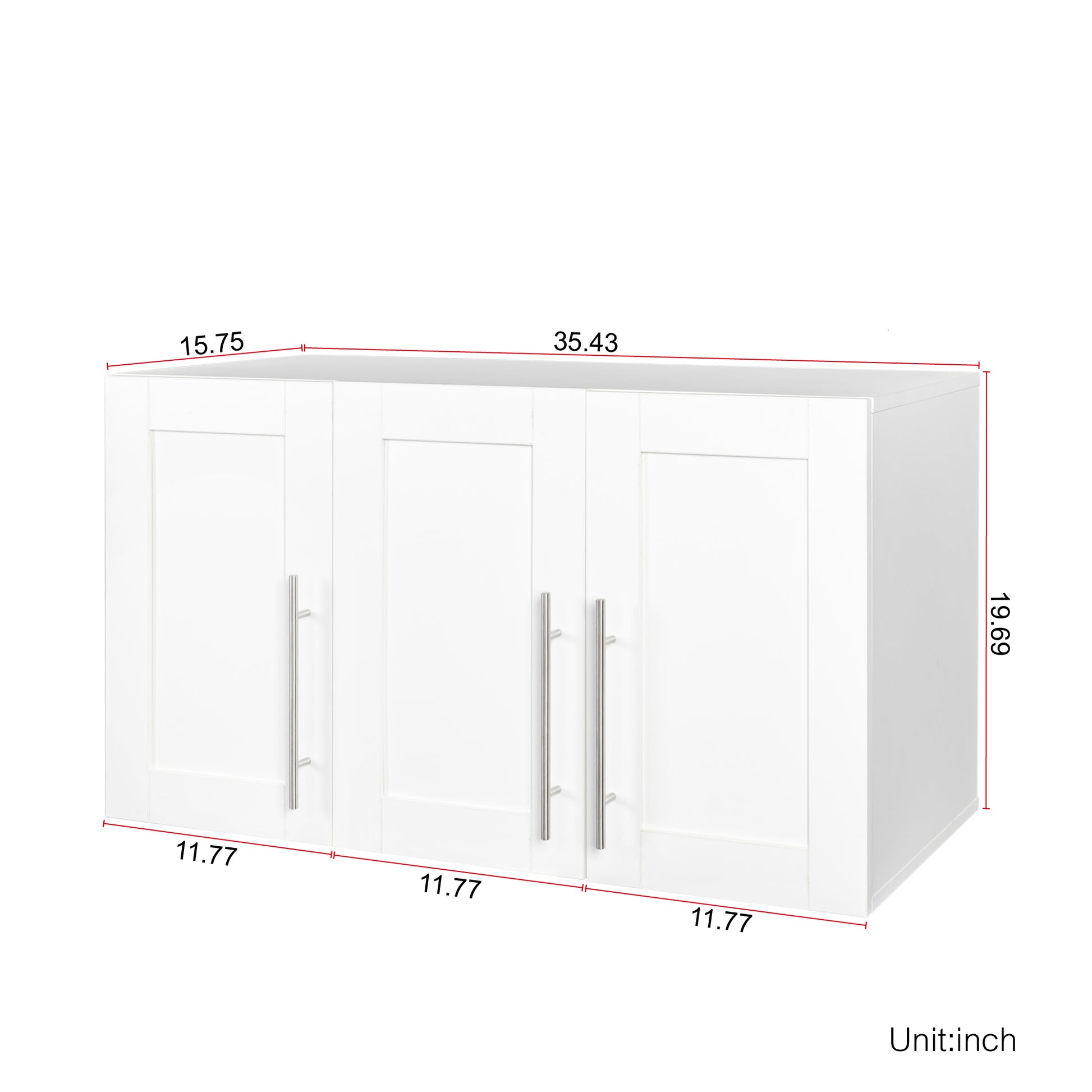 Stackable Wall Mounted Storage Cabinet, 15.75 "D X 35.43" W X 19.69 "H, White White Mdf