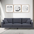 Modern Grey Three Seat Sofa With Thick Sponge And Two Pillows, 87.40Inch Dark Gray Fabric