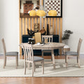 5 Piece Wood Dining Table Set Round Extendable Dining Table With 4 Dining Chairs, Dining Room Table Set For 4 Person For Dining Room Natural Wood Wash Natural Wood Wash Solid Wood