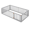 Twin Size Wood Daybed Frame With Fence, Gray Old Sku :Wf289661Aae Twin Gray Solid Wood