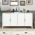 Accent Storage Cabinet Sideboard Wooden Cabinet With Metal Handles For Hallway, Entryway, Living Room White Solid Wood Mdf