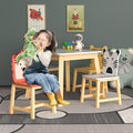 5 Piece Kiddy Table And Chair Setkids Wood Table With 4 Chairs Set Cartoon Animals Bigger Table 3 8 Years Old White Solid Wood