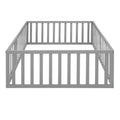 Full Size Wood Daybed Frame With Fence, Gray Old Sku:Wf289662Aae Gray Solid Wood