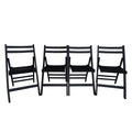 Furniture Slatted Wood Folding Special Event Chair Black, Set Of 4, Folding Chair, Foldable Style Black Solid Wood