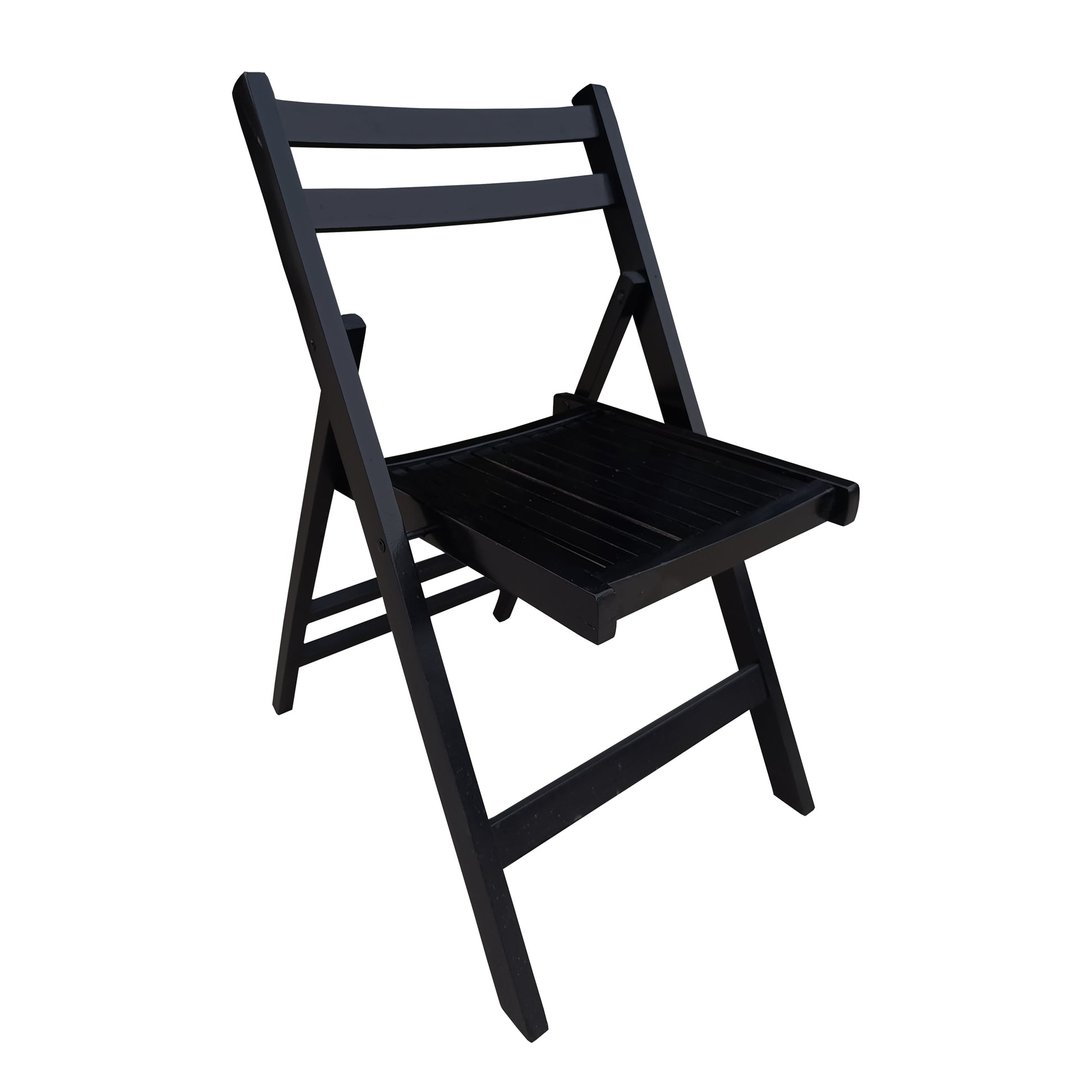 Furniture Slatted Wood Folding Special Event Chair Black, Set Of 4, Folding Chair, Foldable Style Black Solid Wood