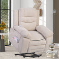 Massage Recliner,Power Lift Chair For Elderly With Adjustable Massage And Heating Function,Recliner Chair With Infinite Position And Side Pocket For Living Room ,Beige Beige Foam Linen