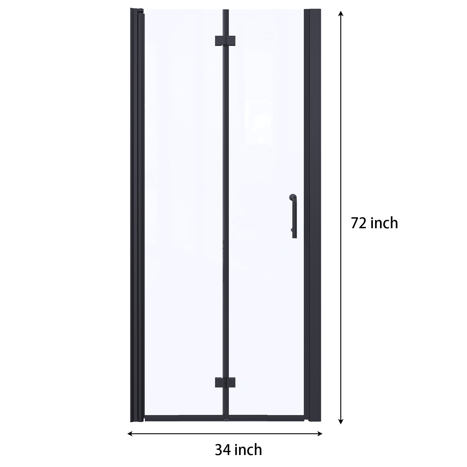 34 To 35 3 8 In. W X 72 In. H Bi Fold Semi Frameless Shower Doors In Matte Black With Clear Glass Black Aluminium