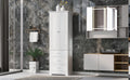 Tall Storage Cabinet With Three Drawers For Bathroom Office, White White Mdf