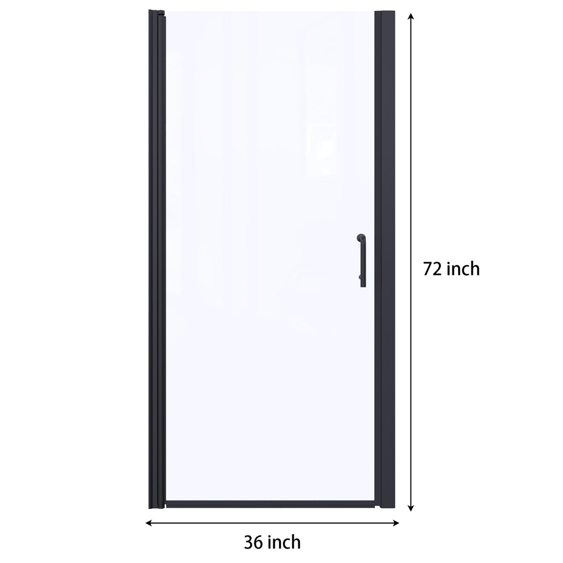 36 In. To 37 3 8 In. X 72 In Semi Frameless Pivot Shower Door In Matte Black With Clear Glass Matte Black Aluminium