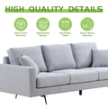 Modern Three Seat Sofa Couch With 2 Pillows, Light Grey Perfect For Every Occasion Light Grey Fabric