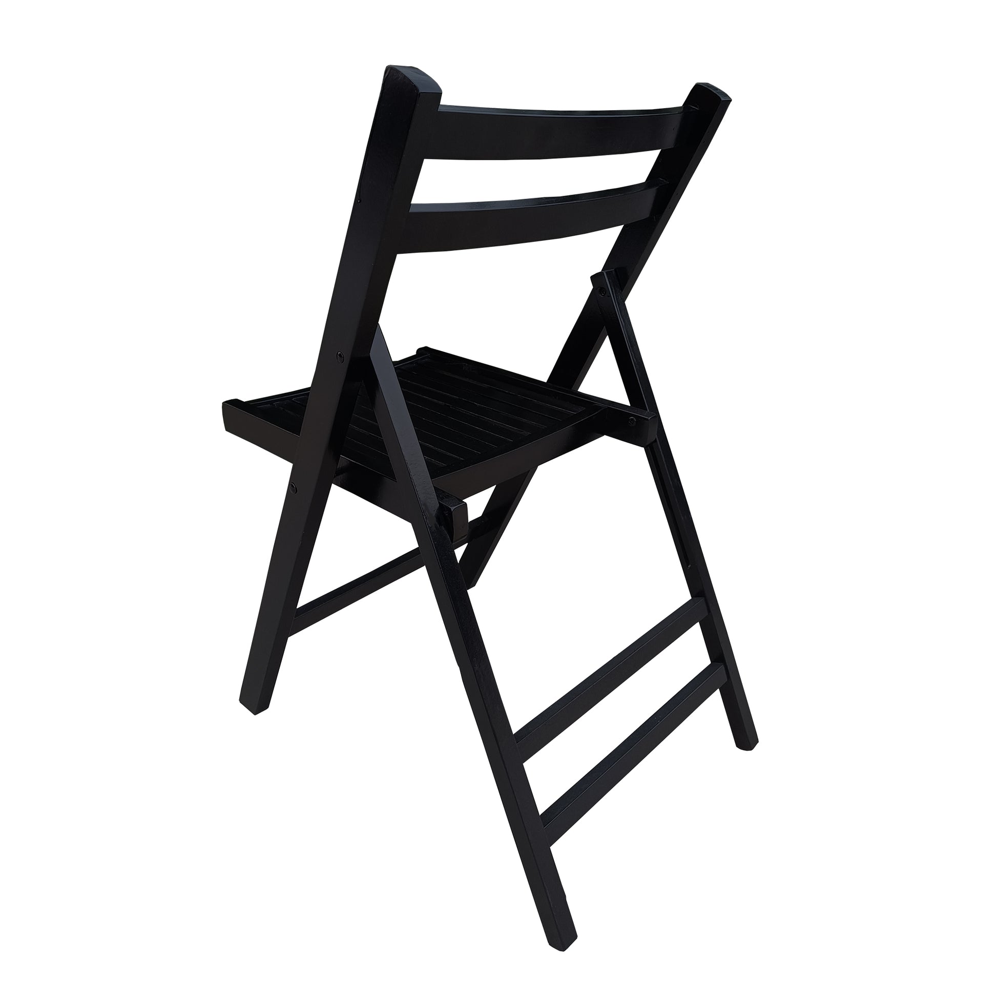 Furniture Slatted Wood Folding Special Event Chair Black, Set Of 4, Folding Chair, Foldable Style Black Solid Wood