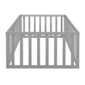 Twin Size Wood Daybed Frame With Fence, Gray Old Sku :Wf289661Aae Twin Gray Solid Wood