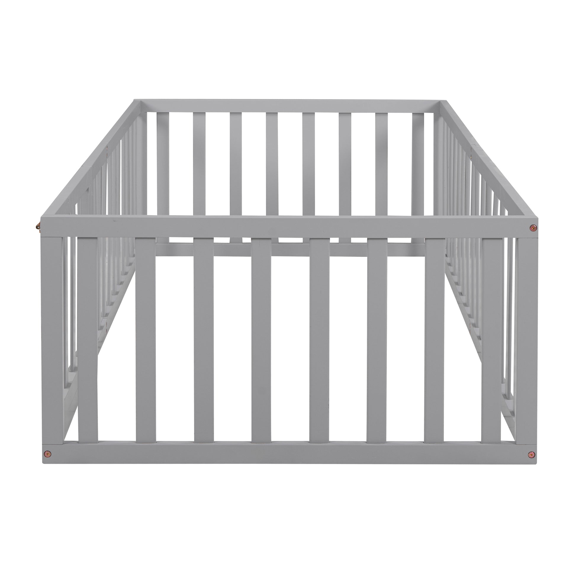 Twin Size Wood Daybed Frame With Fence, Gray Old Sku :Wf289661Aae Twin Gray Solid Wood