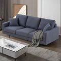 Modern Grey Three Seat Sofa With Thick Sponge And Two Pillows, 87.40Inch Dark Gray Fabric