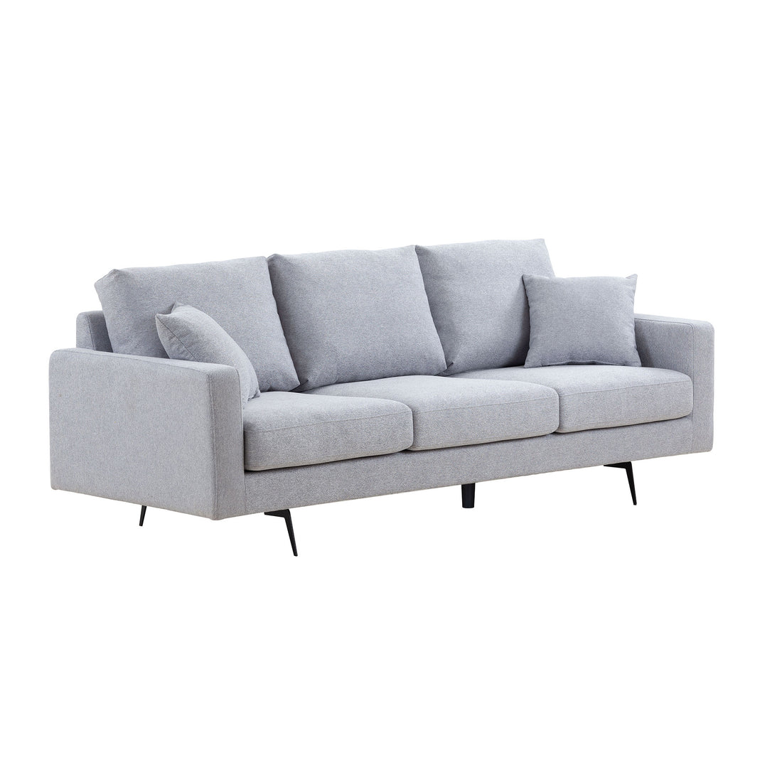 Modern Three Seat Sofa Couch With 2 Pillows, Light Grey Perfect For Every Occasion Light Grey Fabric