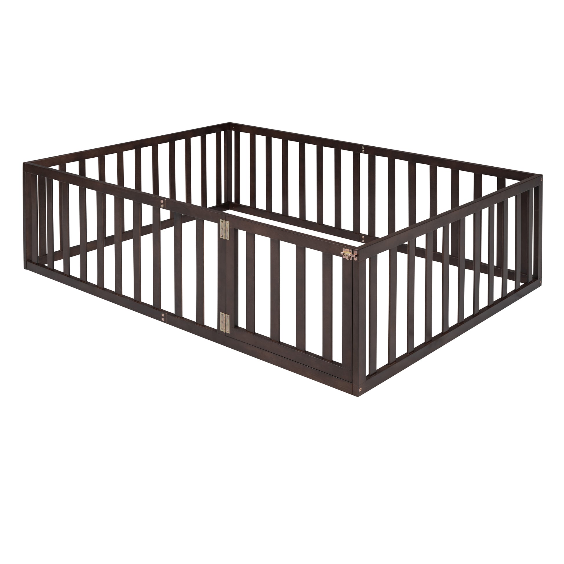 Full Size Wood Daybed Frame With Fence, Walnut Old Sku:Wf289662Aal Walnut Solid Wood