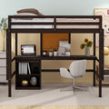 Twin Size Loft Bed With Desk And Writing Board, Wooden Loft Bed With Desk & 2 Drawers Cabinet Espresso Espresso Solid Wood