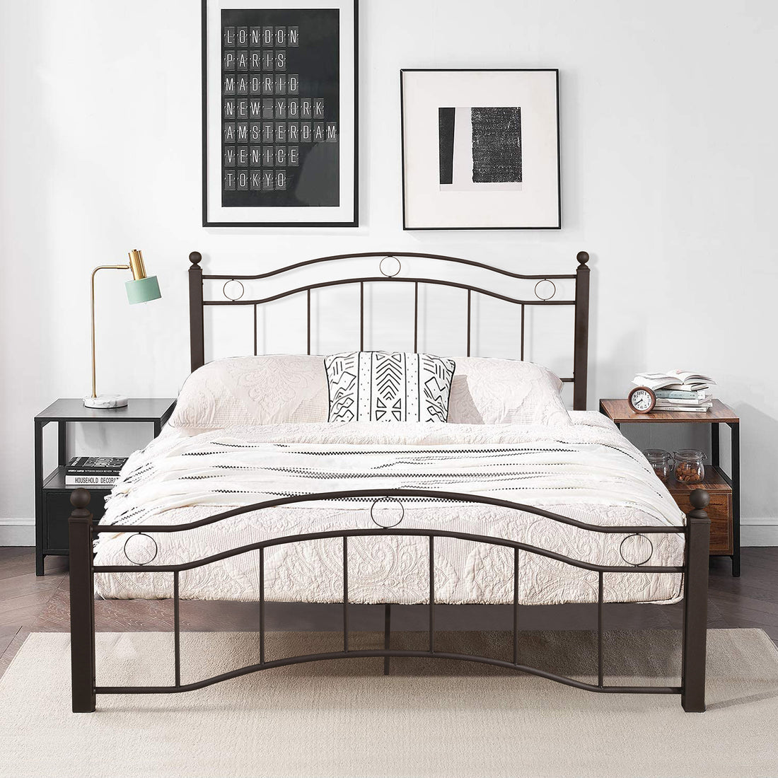 King Size Metal Bed Frame With Headboard And Footboard Bronze Bronze Metal