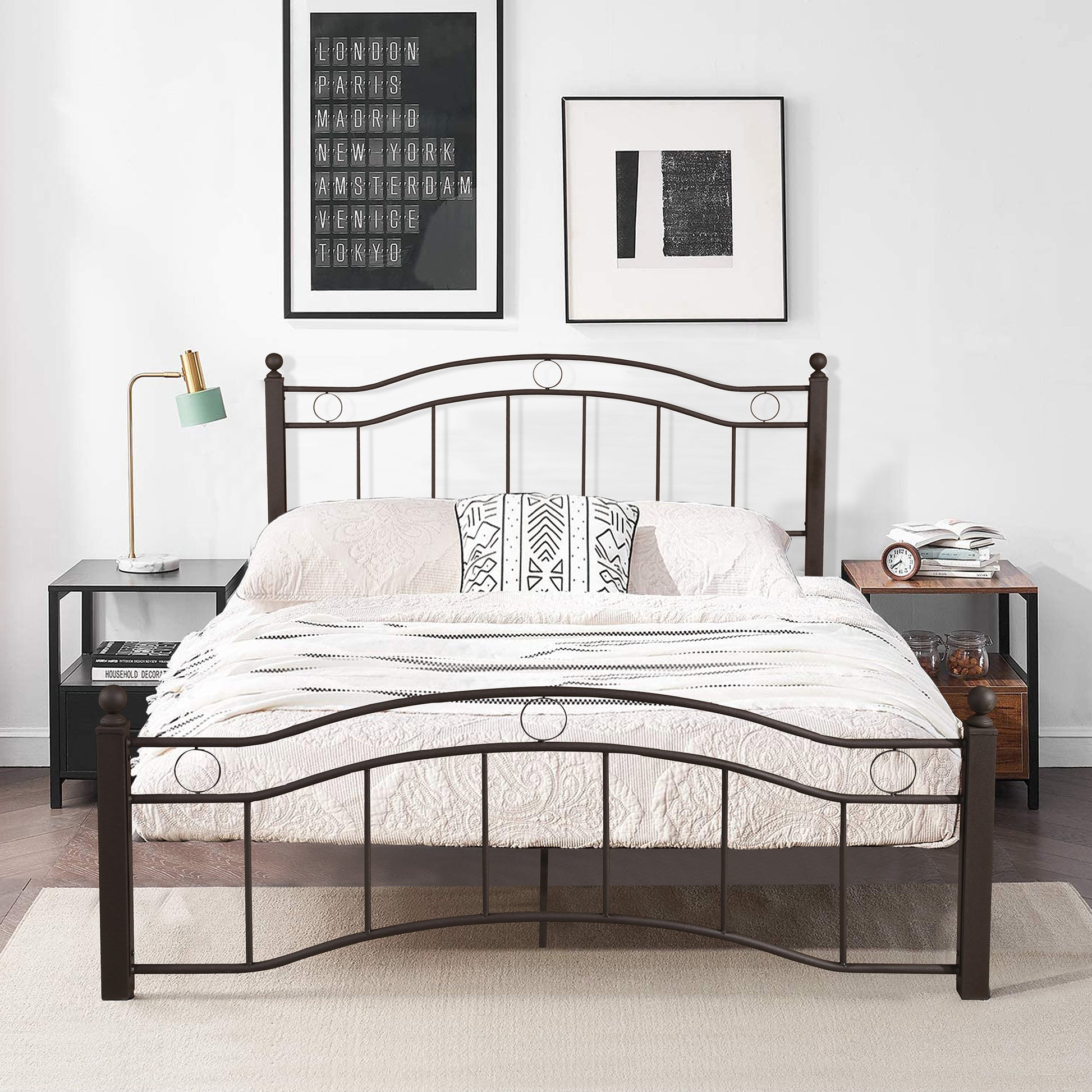 King Size Metal Bed Frame With Headboard And Footboard Bronze Bronze Metal