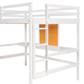 Twin Size Loft Bed With Desk And Writing Board, Wooden Loft Bed With Desk & 2 Drawers Cabinet White White Solid Wood