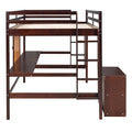 Full Size Loft Bed With Desk And Writing Board, Wooden Loft Bed With Desk & 2 Drawers Cabinet Espresso Espresso Solid Wood