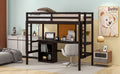 Twin Size Loft Bed With Desk And Writing Board, Wooden Loft Bed With Desk & 2 Drawers Cabinet Espresso Espresso Solid Wood