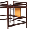 Full Size Loft Bed With Desk And Writing Board, Wooden Loft Bed With Desk & 2 Drawers Cabinet Espresso Espresso Solid Wood