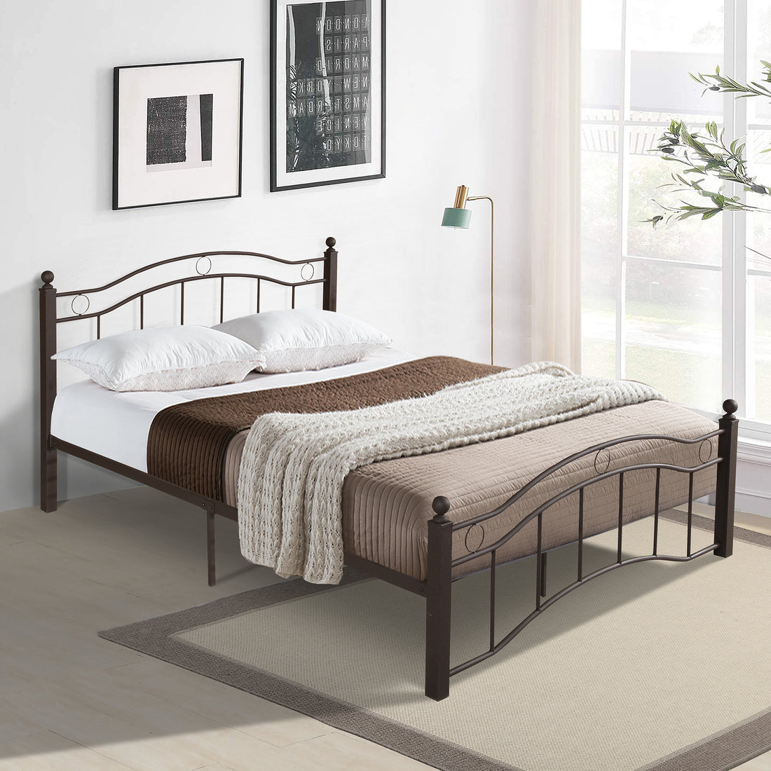 King Size Metal Bed Frame With Headboard And Footboard Bronze Bronze Metal