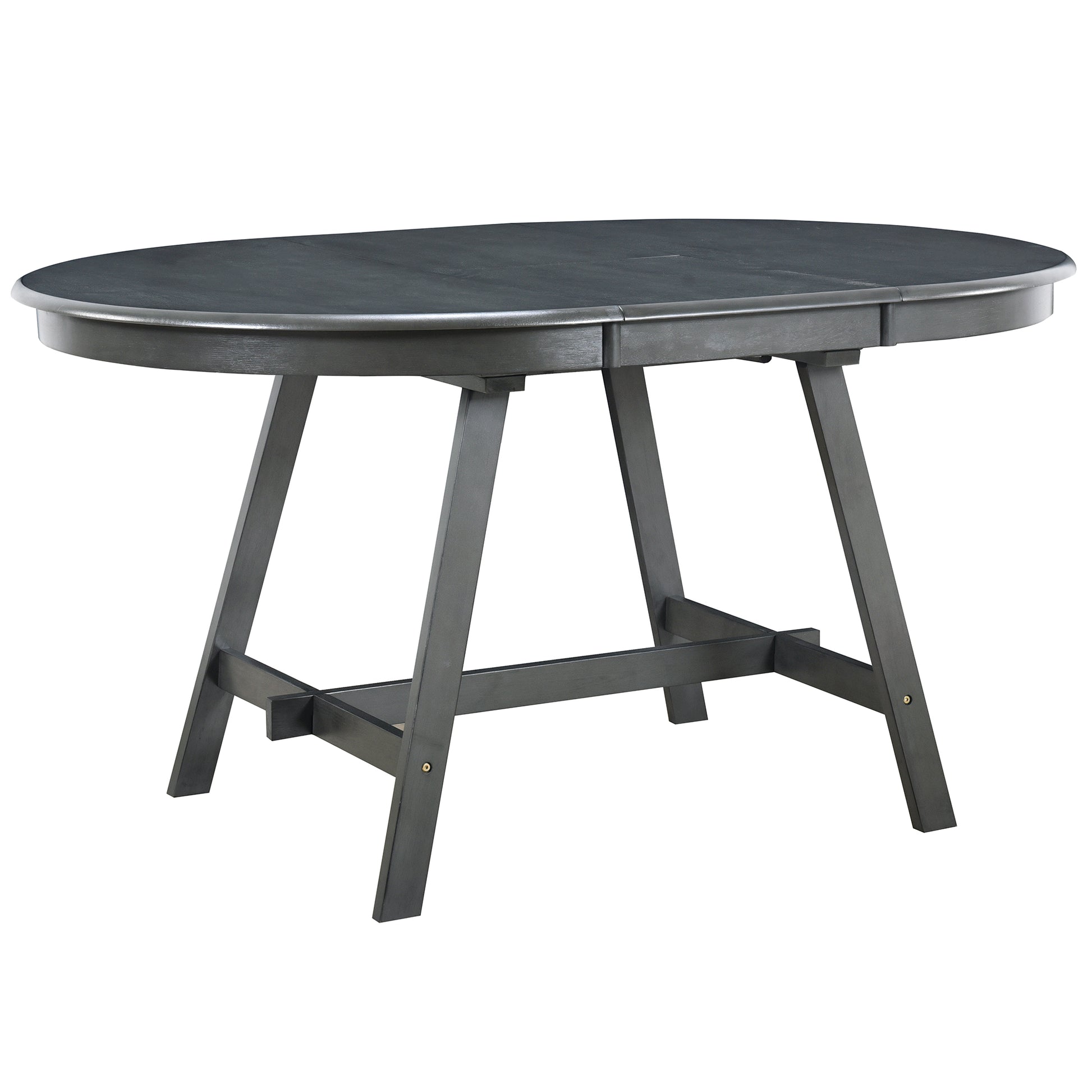Wood Dining Table Round Extendable Dining Table For Dining Room Gray Gray Solid Wood
