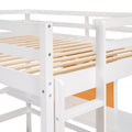 Twin Size Loft Bed With Desk And Writing Board, Wooden Loft Bed With Desk & 2 Drawers Cabinet White White Solid Wood