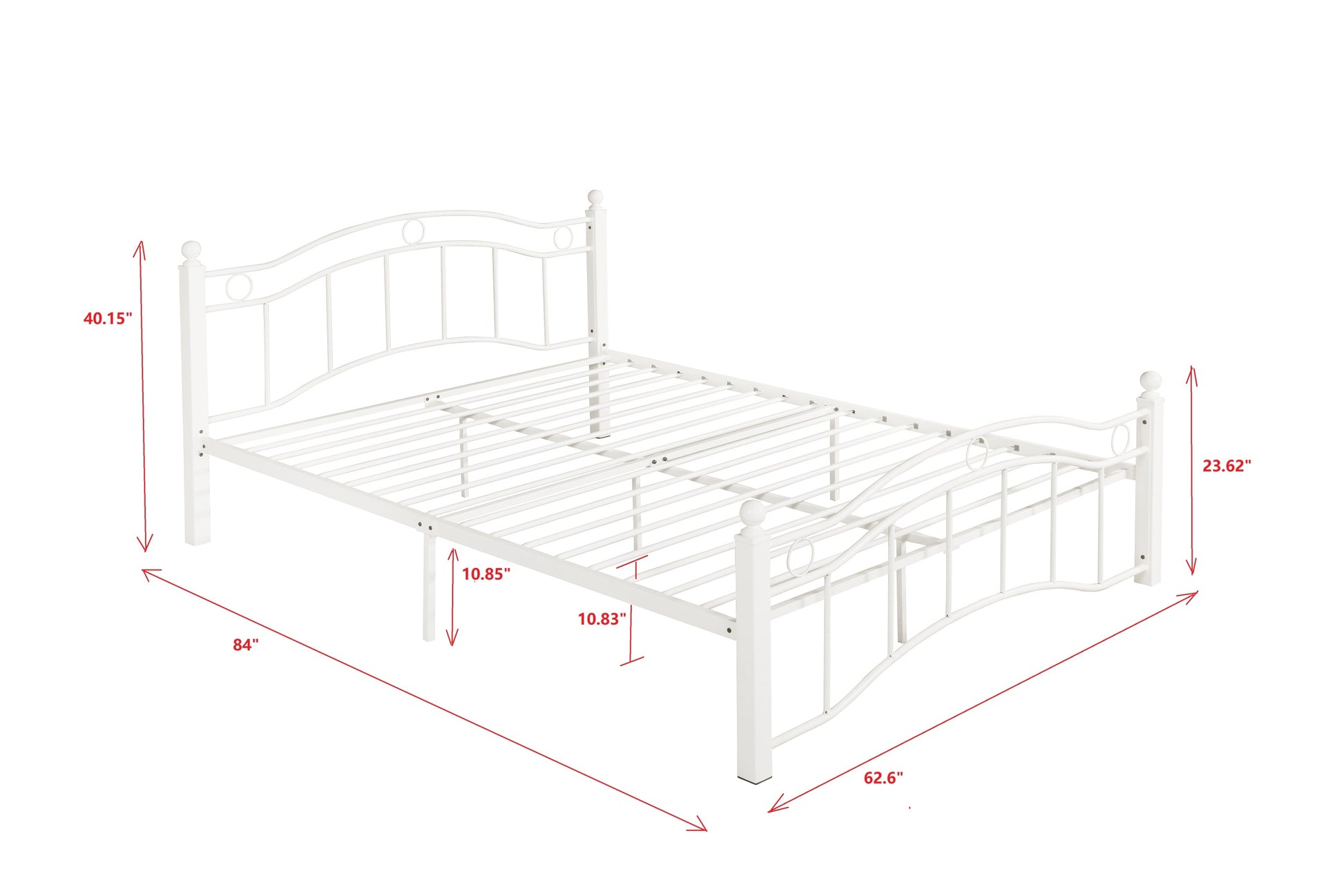 Queen Size Metal Bed Frame With Headboard And Footboard White White Metal
