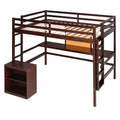 Twin Size Loft Bed With Desk And Writing Board, Wooden Loft Bed With Desk & 2 Drawers Cabinet Espresso Espresso Solid Wood